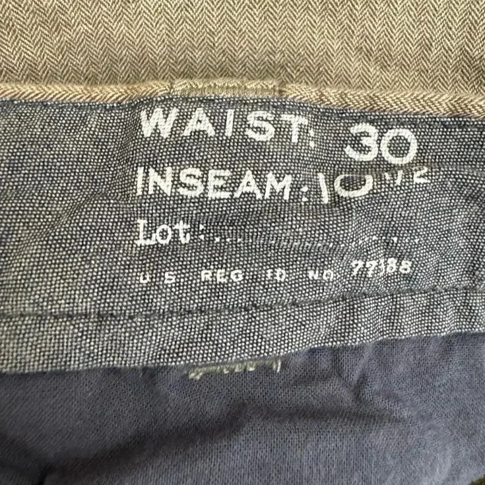 J Crew Olive Army Green Casual  Cotton Blend Flat Front Chino Sz 30 #1932